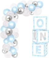 ❄️ winter onederland 1st birthday balloon box decorations: blue & white holiday party supplies for baby boys and girls - snowflake theme cake smash props & backdrop logo