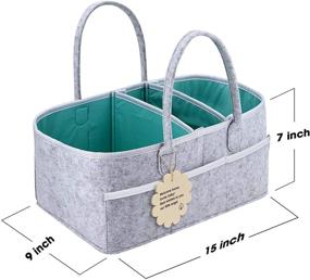 img 3 attached to 👶 Grey Diaper Caddy Organizer – Ideal Baby Shower Registry Gift Basket with Pacifier Clips and Newborn Bibs – Nursery Caddy with Easy-to-Clean Waterproof Liner for Changing Table and Car – Perfect Grey Nappy Bag