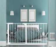 🚪 waowao narrow doorway baby gate - auto close, easy walk through, pressure mount, white metal child dog pet safety gate for stairs, doorways, kitchen and living room 24.02-81.50 inches (white, 57.87-61.81 inches) logo