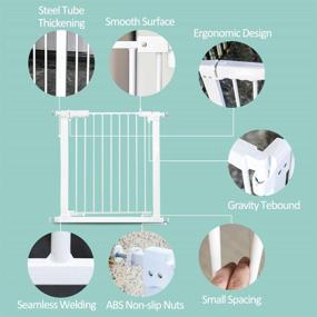 img 3 attached to 🚪 WAOWAO Narrow Doorway Baby Gate - Auto Close, Easy Walk Through, Pressure Mount, White Metal Child Dog Pet Safety Gate for Stairs, Doorways, Kitchen and Living Room 24.02-81.50 inches (White, 57.87-61.81 inches)