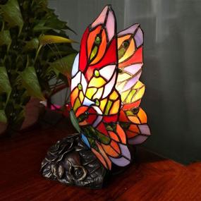 img 2 attached to FUMAT Stained Glass Table Lamp Butterfly Peacock Tiffany Table Light LED E26 Bulb Bedroom Bedside Night Light…