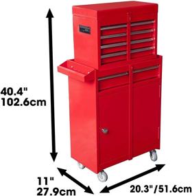 img 2 attached to Torin Rolling Garage Workshop Tool Organizer: Detachable 4 Drawer Tool Chest with Large Storage Cabinet and Adjustable Shelf, Red - BIG RED ATBT1204R-RED