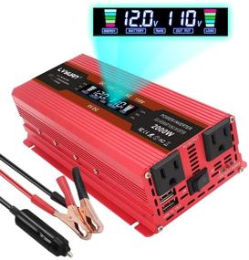 img 4 attached to Инвертор автомобильного энергоснабжения Yinleader 1000W / 2000W Peak - преобразователь постоянного тока 12V в переменный ток 110V с интеллектуальным ЖК-дисплеем, двумя розетками переменного тока, двумя USB-портами для автодомов, караванов, грузовиков, ноутбуков (1000W, красный)