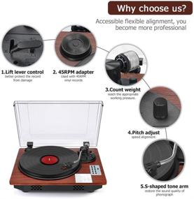img 1 attached to 🎵 Versatile Record Player Turntable: 3-Speed Vinyl LP Player with Built-in Speakers, Bluetooth, USB Direct Recording & Output