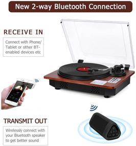 img 2 attached to 🎵 Versatile Record Player Turntable: 3-Speed Vinyl LP Player with Built-in Speakers, Bluetooth, USB Direct Recording & Output