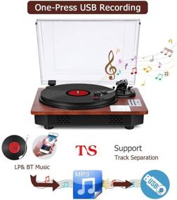 img 3 attached to 🎵 Versatile Record Player Turntable: 3-Speed Vinyl LP Player with Built-in Speakers, Bluetooth, USB Direct Recording & Output
