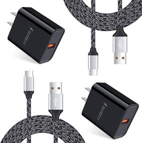 img 4 attached to Fast Charging Wall Charger with Quick Charge 3.0, Adaptive AC Adapter, and 2Pack 6ft USB Type C Cable for Samsung Galaxy S21 S20 FE Note 21 20 Ultra A21 A11 A51 A71 A10E A20 A12 A52 S10 S10e S9