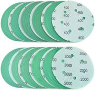 🔧 high-quality 6-inch wet dry sanding discs - 50pcs assortment with 6 holes for easy hook and loop attachment - grits 60 to 2000 - perfect for metal, car, and boat polishing and finishing - green film dustless sander sandpaper logo