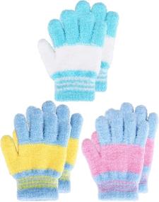 img 4 attached to 🧤 Knitted Warm Full Finger Gloves for Little Boys and Girls - Kids Mitten Winter Favor
