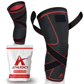 img 4 attached to 🏋️ Athledict Knee Brace Compression Sleeve with Strap: Ultimate Support & Pain Relief for Meniscus Tear, Arthritis, Running, Basketball, MCL, Jogging, Surgery Recovery - Men & Women (XS)