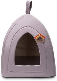 img 3 attached to Hollypet Self-Warming Triangle Cat Bed Tent House: Cozy Comfort in 13 × 13 × 14 inches