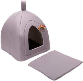 img 1 attached to Hollypet Self-Warming Triangle Cat Bed Tent House: Cozy Comfort in 13 × 13 × 14 inches