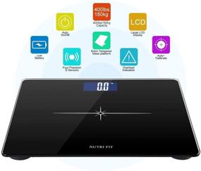 img 1 attached to 📊 NUTRI FIT Extra-Wide and Ultra-Thick Digital Body Weight Bathroom Scale - 3 Inch Large Easy Read Backlit LCD Display, Max Capacity 400lb - Step-on Technology, Black