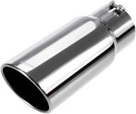 🚗 enhance your vehicle's style with upower diesel exhaust tip - stainless steel bolt-on tail pipe tips, 5" inlet, 6" outlet, 15" long, rolled edge tailpipe - universal fit for trucks and cars logo