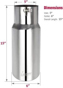img 1 attached to 🚗 Enhance Your Vehicle's Style with UPower Diesel Exhaust Tip - Stainless Steel Bolt-On Tail Pipe Tips, 5" Inlet, 6" Outlet, 15" Long, Rolled Edge Tailpipe - Universal Fit for Trucks and Cars