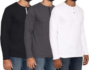 img 4 attached to 👕 Thermal Henley Top Set with Pack Sleeves