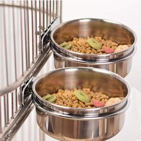 img 4 attached to 🦜 Old Tjikko Small Animal Feeder Water Cup with Holder - 10oz, 20oz, 30oz, Stainless Steel Cage Coop Hook Bowl for Birds, Hamsters, and Small Animals