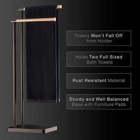 img 3 attached to 🧺 Debodda Versatile Freestanding Towel Rack: Stylish Storage for Bathroom, Poolside, and Living Room in Elegant Black with Rose Gold Holders