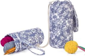 img 4 attached to 🌸 Luxja Small Yarn Storage Bag - Portable Knitting Bag for Yarn Skeins, Crochet Hooks, Knitting Needles (up to 10 Inches) and Other Small Accessories - Small Size with Flowers Design