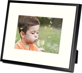 img 2 attached to Frametory 8x10 Aluminum Frame with Ivory Mat for 5x7 Pictures - Tabletop/Wall Display, Easel Stand & Sawtooth Hanger - Perfect for Baby Photos, Artwork, Prints, and Nature - Black