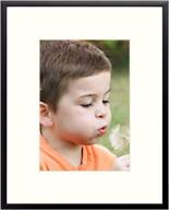 frametory 8x10 aluminum frame with ivory mat for 5x7 pictures - tabletop/wall display, easel stand & sawtooth hanger - perfect for baby photos, artwork, prints, and nature - black логотип