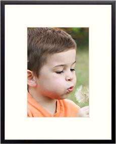 img 4 attached to Frametory 8x10 Aluminum Frame with Ivory Mat for 5x7 Pictures - Tabletop/Wall Display, Easel Stand & Sawtooth Hanger - Perfect for Baby Photos, Artwork, Prints, and Nature - Black