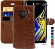 📱 monasay galaxy note 9 wallet case with screen protector - flip folio leather cell phone cover with credit card holder logo