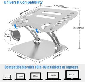 img 2 attached to 💻 Adjustable Aluminum Laptop Stand - Ideal for MacBook Air/Pro and Notebooks 11''-16'' - Enhance Your Posture and Comfort