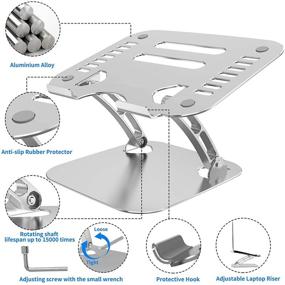 img 3 attached to 💻 Adjustable Aluminum Laptop Stand - Ideal for MacBook Air/Pro and Notebooks 11''-16'' - Enhance Your Posture and Comfort