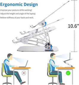 img 1 attached to 💻 Adjustable Aluminum Laptop Stand - Ideal for MacBook Air/Pro and Notebooks 11''-16'' - Enhance Your Posture and Comfort