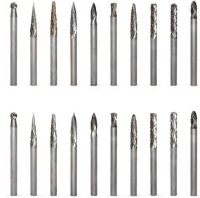img 2 attached to 🔧 YUFUTOL 20pcs Solid Carbide Burr Set 0.118‘’（3mm）Shank Tungsten Carbide Rotary Files Burrs with 3mm Cutting Head Diameter for Woodworking, Engraving, Drilling, Carving - Compatible with Most Rotary Drill Die Grinders