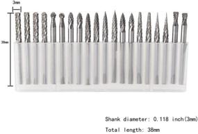 img 3 attached to 🔧 YUFUTOL 20pcs Solid Carbide Burr Set 0.118‘’（3mm）Shank Tungsten Carbide Rotary Files Burrs with 3mm Cutting Head Diameter for Woodworking, Engraving, Drilling, Carving - Compatible with Most Rotary Drill Die Grinders