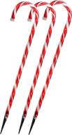 🎄 add festive charm to your yard with this set of 3 lighted shimmering candy cane christmas lawn stakes 28 logo