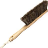 horsehair counter duster with wooden handle - versatile bench brush & hand broom for easy cleaning in counters, beds, drafts, gardens, cars, and clothes logo