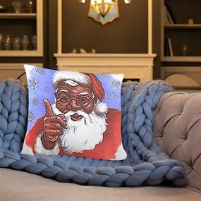 img 1 attached to 🏾 FJPT African American Black Santa Christmas Cozy Cotton Pillowslip - 26x26 Inch Xmas Snowflakes Pillowcase for Sofa Bed Stand