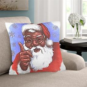 img 2 attached to 🏾 FJPT African American Black Santa Christmas Cozy Cotton Pillowslip - 26x26 Inch Xmas Snowflakes Pillowcase for Sofa Bed Stand