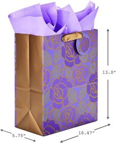 img 2 attached to Пакет подарочный Hallmark 13 дюймов с тканевой бумагой - фиолетовые цветы, золотые акценты - для дней рождения, Дня матери, душей для невесты, свадеб, выхода на пенсию, годовщин, помолвок, любого случая