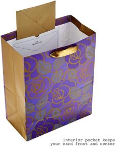 img 1 attached to Пакет подарочный Hallmark 13 дюймов с тканевой бумагой - фиолетовые цветы, золотые акценты - для дней рождения, Дня матери, душей для невесты, свадеб, выхода на пенсию, годовщин, помолвок, любого случая
