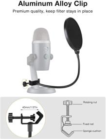 img 1 attached to 🎙️ Защитный маскирующий экран с двойным слоем InnoGear для микрофонов Blue Yeti и других: гибкая гусиная шея 360° с креплением на зажиме, идеально подходит для профессиональных записей и трансляций.