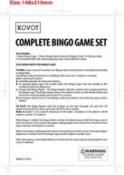 🎱 kovot bingo game set - metal cage, (75) numbered balls, master board, (50) bingo cards, (400) color chips + bonus travel calling cards логотип