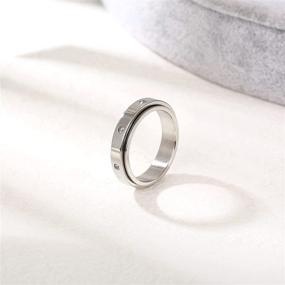 img 2 attached to 🪀 LIZI Unisex Rotating Ring: Hypoallergenic Steel Ring for Anxiety Relief, Titanium Steel or 18K Gold Plated Worry Ring with Rhinestones, Includes Gift Box