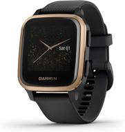 garmin venu sq music gps смарт-часы с ярким сенсорным дисплеем, музыкальными функциями, батареей на 6 дней – черные/розовое золото логотип