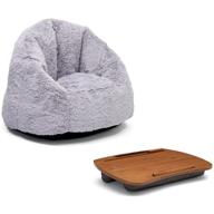 🪑 cozee fluffy chair and bamboo lap desk set for kids up to 10 years - fits up to 15.6" laptops & most tablets - ideal for homework, travel & more (grey) by delta children logo