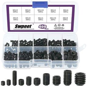 img 4 attached to Swpeet 400 Pcs Allen Head Socket Hex Grub Screw Assortment Kit: Reliable Set Screws for Door Handles, Faucets, Light Fixtures - M3/4/5/6/8 Sizes Included!