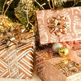 img 1 attached to 🎁 Premium MAYPLUSS Christmas Wrapping Paper Roll - Mini Roll - 17 inch X 120 inch - 3 Rose Gold Designs with Glitter Foil Shine – 42.3 sq.ft.