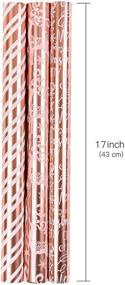 img 2 attached to 🎁 Premium MAYPLUSS Christmas Wrapping Paper Roll - Mini Roll - 17 inch X 120 inch - 3 Rose Gold Designs with Glitter Foil Shine – 42.3 sq.ft.