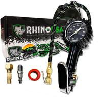 🚗 rhino usa tire inflator with pressure gauge (0-100 psi) - accurate ansi b40.1, easy read glow dial, premium braided hose & solid brass hardware - ideal for cars, trucks, motorcycles, rvs... logo