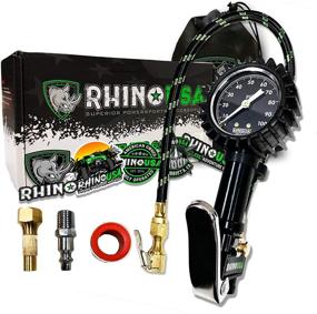 img 4 attached to 🚗 Rhino USA Tire Inflator with Pressure Gauge (0-100 PSI) - Accurate ANSI B40.1, Easy Read Glow Dial, Premium Braided Hose & Solid Brass Hardware - Ideal for Cars, Trucks, Motorcycles, RVs...