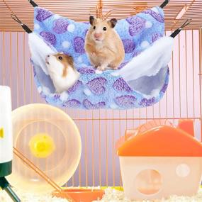 img 1 attached to 🐹 Cozy & Fun 2-Piece Hammock Set for Guinea Pigs, Rats, Hamsters, Ferrets, and More - Perfect Bed & Toy for Small Animals, Chinchillas, Parrots, Sugar Gliders, Squirrels