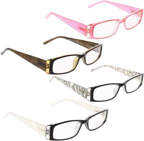 img 4 attached to Stylish Gem Pattern Arms Readers for Women - 4 Pack Reading Glasses